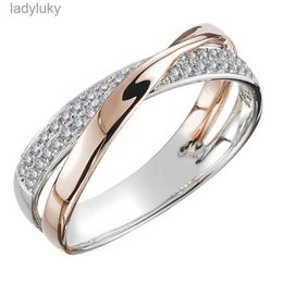 Solitaire Ring Hot Classic Wedding Rings for Women Fashion Two Tone X Shape Cross Dazzling CZ Ring Female Engagement Jewelry 240226