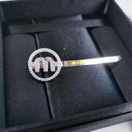 Designer Miumium Jewellery Miaos Early Spring New Hairpin Imitation Crystal Pink with Diamonds Sweet Temperament One Character Bend Clip M-letter Bang Hairpin
