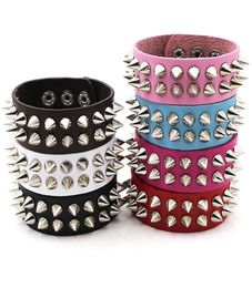 Designer Bracelet Studded Punk Jewelry Leather Bracelet Cuff Bangle Wristband Studded Bracelet Jewelry Whole Bracelets Gift3237729