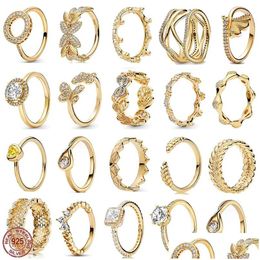 Wedding Rings Authentic Fit Women Rings Charms Charm Golden Series Butterfly Yellowcrown Drop Delivery Jewellery Ring Otptw