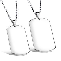 Custom Engarved High Polished Stainless Steel Silver Blank Dog Tag Pendants No Chain301a