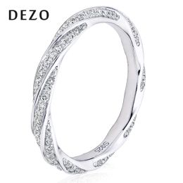 Rings DEZO All Moissanite Wedding Band For Women 14K Gold Plated 925 Sterling Silver Infinity Twist 2mm Width Eternity Rings