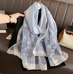 Stage Wear Fashion Silk Wool Embroidery Scarf Women's Western Style Winter Warm Cold Shawl Outside With Thin