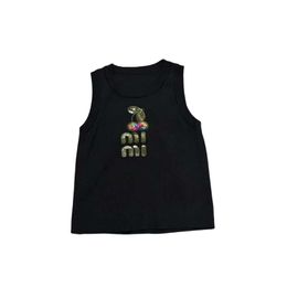 Miumius Designer Knitwear Luxury Fashion For Women Knits Tees Spring/Summer Sweet Temperament Cherry Sequin Letter Knitted Tank Womens Slim Fit Sleeveless