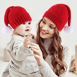 Berets Family Matching Santa Hats Knitted Parent-Child Christmas Beanie Soft Warm Winter Caps For Adult Kids Streetwear Clothing