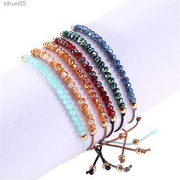 Beaded Multicolor Crystal Beads Bracelets For Women Handmade Braided Adjustable Weave Rope Chain Charm Bracelet Fashion Lucky Jewelry YQ240226