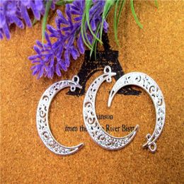 45pcs Silver Plated Hollow Crescent Moon Charms Pendant Jewellery Supplies Connector Link Drops 39 9mm2965