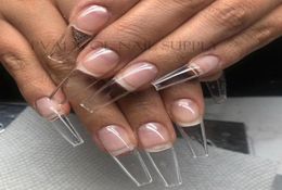 Gel X Nails Extension System Full Cover Sculpted Clear Stiletto Coffin False Nail Tips 240pcsbag1537504