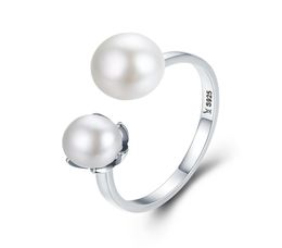 Authentic 100 925 Sterling Silver Double Ball Finger Ring Adjustable Women Rings Luxury Sterling Silver Jewellery SCR1921544353