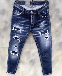 Mens Jeans 2024 Ripped Light Blue Holes Long Quality Male Stretch Slim Pants Men Skinny Clothing