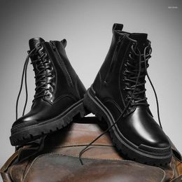 Boots Outdoor High Top Men Leather Shoes Fashion Male Winter Tactical Lace Up Botas Comfortable Waterproof Birthdays