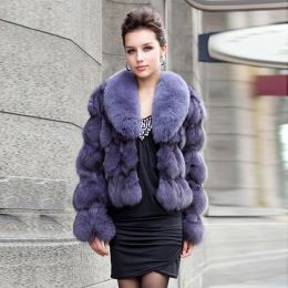 Fur Hot Sale Women Natural Fox Fur Jacket Lady Winter Warm Genuine Fur Coat With Fox Fur Collar Fashion Fluffy Real Fur Outerwear