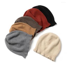 Berets Naizaiga 100 Cashmere Ladies Knit Vintage Black Beige Red Grey Lace Solid Women Hat Men Caps ASKM56