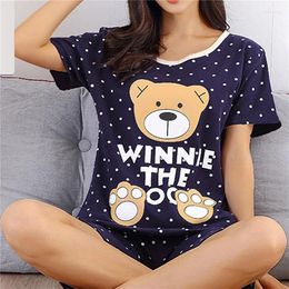 Womens Sleepwear Girl Cartoon Summer Women Pyjamas Set Pijama Short Pyjamas Suit Female Clothing 2024 Nightwear