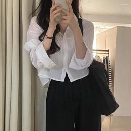 Women's Blouses Beautiful Women Shirt Anti-pilling Cardigan Buttons Placket Solid Color Sun Protection Versatile