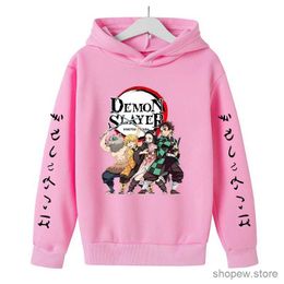 Men's Hoodies Sweatshirts New Kids Demon Slayer Hoodie Childrens Clothing Hoodie Suitable Boys Girl Long Sleeve Anime Yaiba Sleeve Pullover Sweatshirt