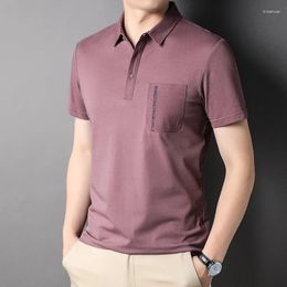 Men's Polos Top Grade 2024 Brand Designer Polo Shirt Men Summer Short Sleeve Plain Korean Solid Color Casual Tops Fashions Clothes