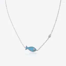 Pendants VEWANT 925 Sterling Silver Enamel Fish Turquoise Pendant Choker Chain Necklace 2024 Fine Jewelry Crystal