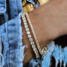 Beaded Womens Tennis Bracelet Hip Hop Trendy AAA+ Cubic Zirconia Silver Colour Teen Girl Crystal Chain on The Hand Wedding Jewellery H086 YQ240226