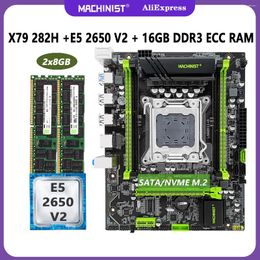 Motherboards MACHINIST X79 Motherboard Set LGA 2011 Kit Xeon E5 2650 V2 CPU 16GB(2X8G) DDR3 ECC Ram Memory SSD Nvme M.2 SATA 3.0 M-ATX 282H