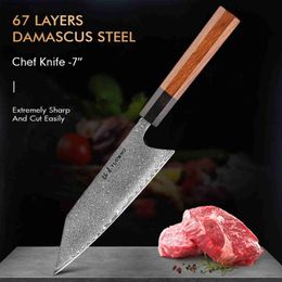 Kitchen Knives TURWHO 7 Inch Hand Forged Japanese Kiritsuke Knife Damascus Steel Kitchen Chef Knives Sharp Handmade Knife Cleaver Cooking Tools Q240226