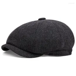 Berets Autumn Winter Beret Men Peaky Blinders Caps For Fashion Herringbone Sboy Hats Outdoor Winterproof Warm Cap Male