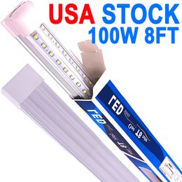 25 Pack LED T8 Shop Light 8FT 100W 6500K Daylight White Linkable LED Integrated Tube Lights with Clear Cover, LED Bar Lights for Garage,Workshop,Workbenchs crestech