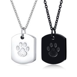 Dog Tag Cremation Urn Necklace in Stainless Steel Dog Paw Pendants Urn Jewellery Urns for Pet Ashes212I