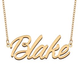 Blake Custom Name Necklace Personalized Pendant for Men Boys Birthday Gift Best Friends Jewelry 18k Gold Plated Stainless Steel