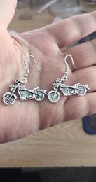 Dangle Earrings Handmade Crystal Motorcycle Pendants Silver Colour