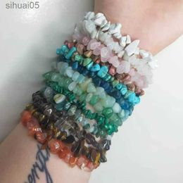 Beaded Natural Crystal Gemstone Irregular Energy Stone Bracelet Beads Amethys Aquamarine Quartz Weight Loss Bracelets for Women YQ240226