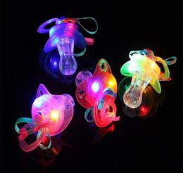 200pcslot Led Pacifier Whistle Light Necklaces Nipple Flashing Kids Toy For Christmas Bar Party Supplies SN7871360946