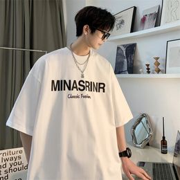 Mens Cotton T shirts 5XL Oversized TShirt Casual Summer Wear White Letter Print Tee Shirts for Men Clothes Fashion 240219