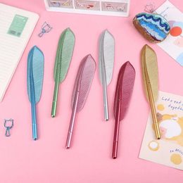 Mr.Paper 5 Design Feather Shape Pen Vintage Creative Metallic Colour Gel Office Supplies Korean Stationery Cute Pens