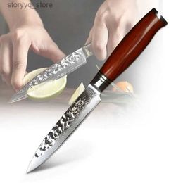 Kitchen Knives YARENH 5 Inch Utility Knife 73 Layers Damascus Stainless Steel Kitchen Fruit Paring Peeling Knife With Dalbergia Wood Handle Q240226