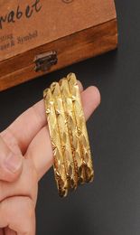 4pcs 24kGold Bangle for Women Gold Dubai Bride Wedding Ethiopian Bracelet Africa Bangle Arab Jewelry Gold Charm Bracelet4993498