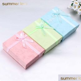 Other High Quality Cardboard Fancy Paper Gift Box For Jewelry Handmade 907030Mm Square Pink Blue Green With Ribbon Bow Drop Dhgarden Dhlk2