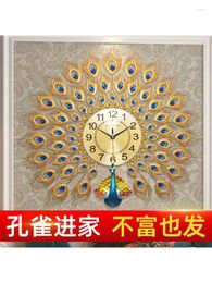 Wall Clocks Peacock Watch Clock Living Room Household Fashionable Chinese Style Simple Modern Dining Mute