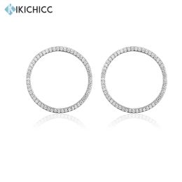 Charm KIKICHICC 925 Sterling Silver Gold Big Circle CZ Pave Stud Earring Clip Luxury Fine Jewelry Round Crystal Women Clips Jewels