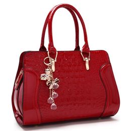 Womens handbags purse casual fashion totes bags bridal wedding solid Colour portable crocodile pattern patent leather lady bag334t