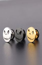 Gold Silver Black Colour Cute Stud Earrings Funny pumpkin Ghost Nightmare Face Women Men Earring Jewellery Whole8436236