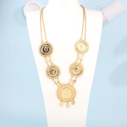 Pendants New Arabic Coin Pendant Necklace Women Gold Color Arabic/Kurdish Jewelry Jewelry Gift Lucky Necklaces for Women Woman Fine