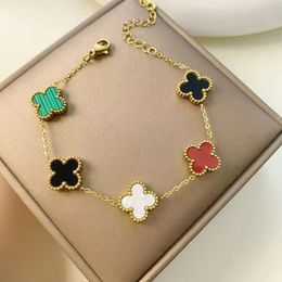 Hot Designer Four-leaf Clover Luxury Top jewelry accessories Necklace Set Pendant Bracelet Stud Earring Ring of Plated 18K Girl Christmas Engagement Gift Van Clee