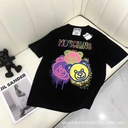 Moschino Early Autumn Inverted Parent Child Big Bear Cartoon Short Sleeved Tshirt for Both Men and Women