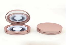 Rose Gold Round Eyelash Packaging Box With Mirror False Eyelashes Packaging 3D Lashes Boxes Empty Eyelash Box J08056794286