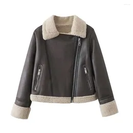 Women's Vests Autumn Fashion Street Trend All-match Lapel Long-sleeved Short Motorcycle Jacket Coat