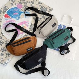 Men Corduroy Waist Bag Canvas Ladies Shoulder Crossbody Bags For 2023 Winter Fanny Pack Fashion Phone Female Chest Bag