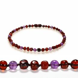 Necklaces HAOHUPO Top Quality Cherry Amethyst Baltic Natural Amber Necklace Raw Girls Necklace Gold Polish Necklace Red Kids Baby Jewelry