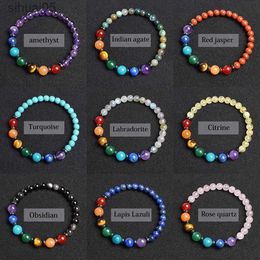 Beaded 7 Chakra Bracelet Natural Gem Stone Beads Bangle Women Crystal Healing Anxiety Jewellery Mandala Yoga Meditation Bracelets Gift YQ240226