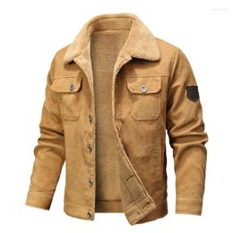 Men's Jackets 2024 Autumn/Winter Thickened Flip Collar Workwear Casual Cotton Jacket